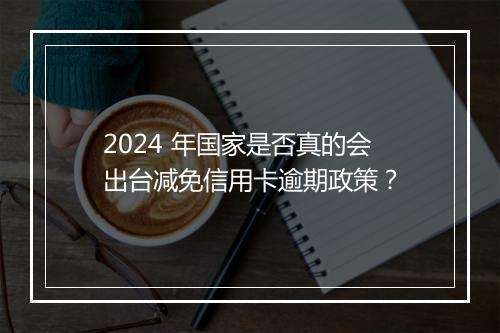 2024 年国家是否真的会出台减免信用卡逾期政策？