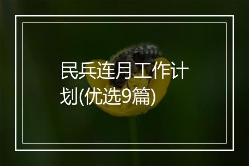 民兵连月工作计划(优选9篇)