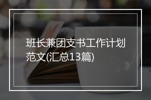 班长兼团支书工作计划范文(汇总13篇)