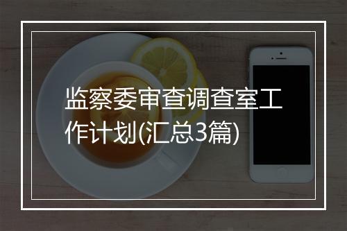 监察委审查调查室工作计划(汇总3篇)