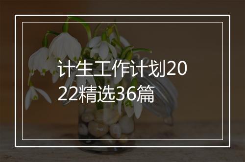 计生工作计划2022精选36篇