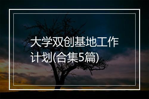 大学双创基地工作计划(合集5篇)