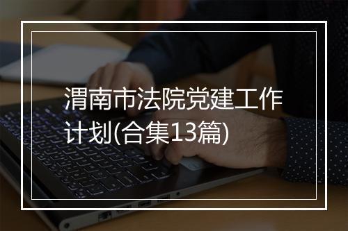 渭南市法院党建工作计划(合集13篇)