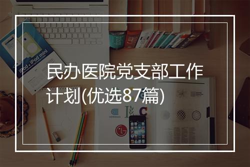 民办医院党支部工作计划(优选87篇)