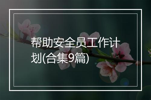 帮助安全员工作计划(合集9篇)