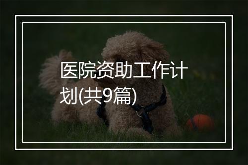 医院资助工作计划(共9篇)
