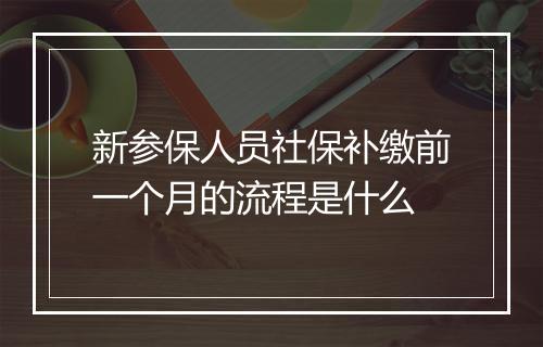 新参保人员社保补缴前一个月的流程是什么