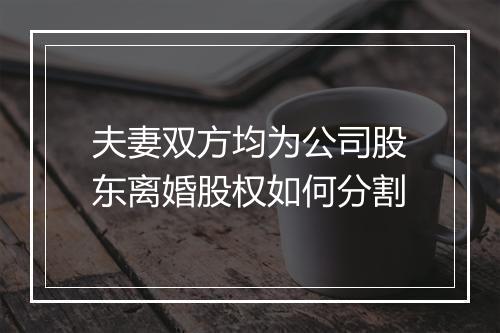 夫妻双方均为公司股东离婚股权如何分割