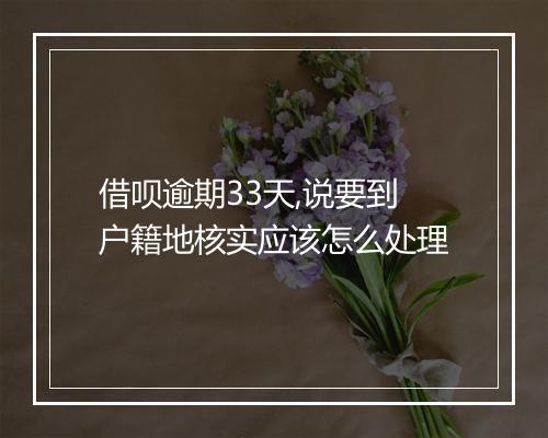 借呗逾期33天,说要到户籍地核实应该怎么处理