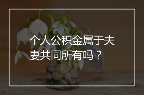个人公积金属于夫妻共同所有吗？