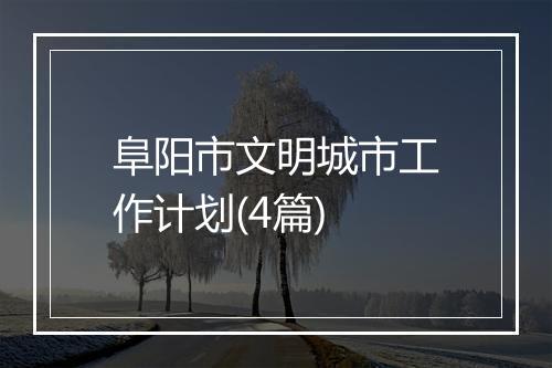 阜阳市文明城市工作计划(4篇)