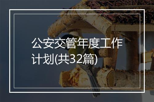 公安交管年度工作计划(共32篇)
