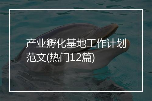 产业孵化基地工作计划范文(热门12篇)