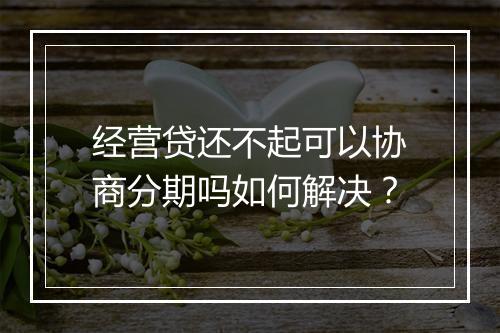 经营贷还不起可以协商分期吗如何解决？
