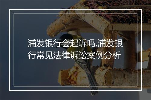 浦发银行会起诉吗,浦发银行常见法律诉讼案例分析