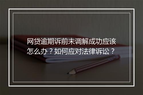 网贷逾期诉前未调解成功应该怎么办？如何应对法律诉讼？