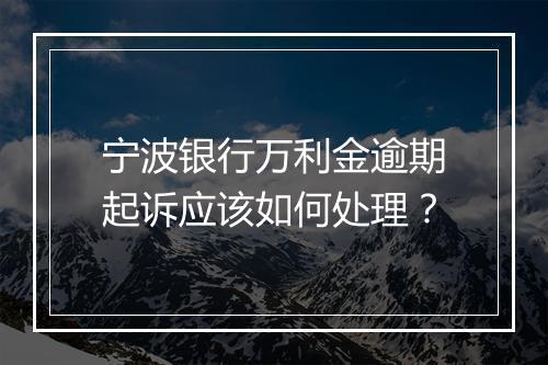宁波银行万利金逾期起诉应该如何处理？