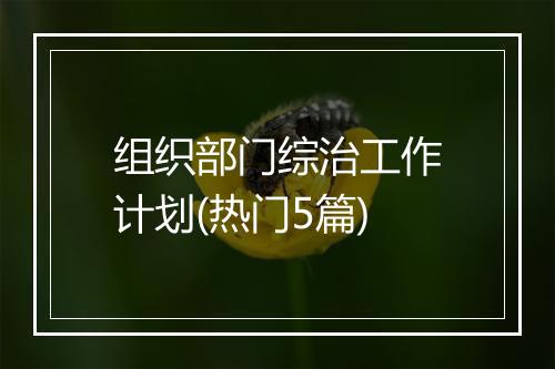 组织部门综治工作计划(热门5篇)
