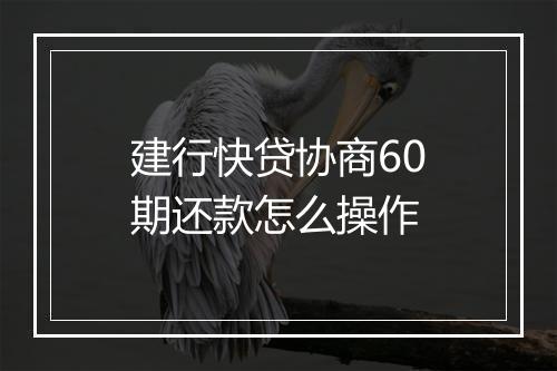 建行快贷协商60期还款怎么操作
