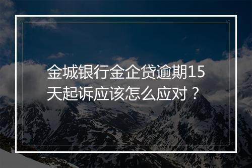 金城银行金企贷逾期15天起诉应该怎么应对？