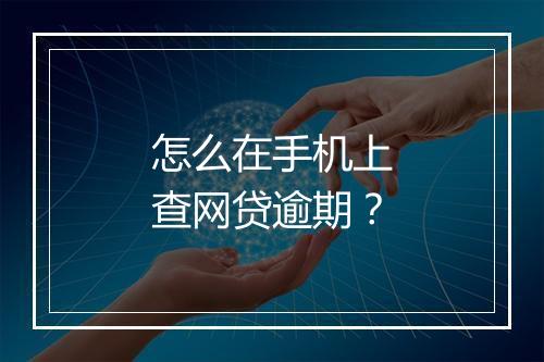 怎么在手机上查网贷逾期？