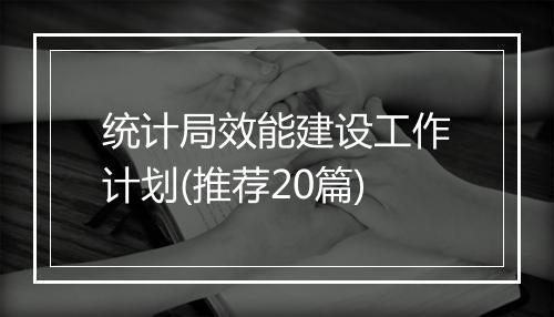 统计局效能建设工作计划(推荐20篇)