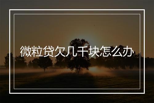 微粒贷欠几千块怎么办