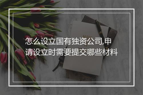 怎么设立国有独资公司,申请设立时需要提交哪些材料