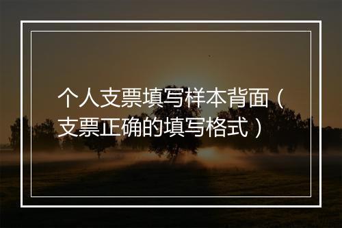 个人支票填写样本背面（支票正确的填写格式）