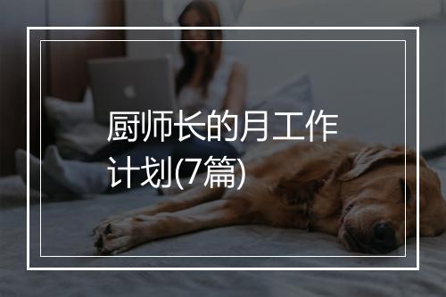 厨师长的月工作计划(7篇)