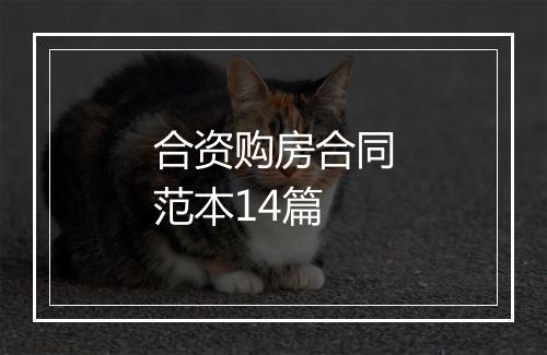 合资购房合同范本14篇
