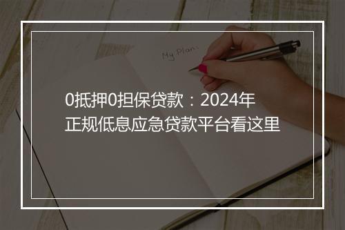 0抵押0担保贷款：2024年正规低息应急贷款平台看这里