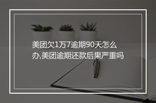 美团欠1万7逾期90天怎么办,美团逾期还款后果严重吗