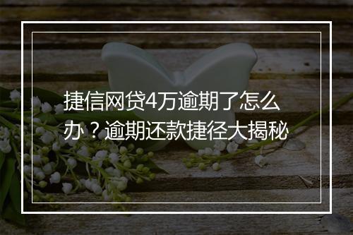 捷信网贷4万逾期了怎么办？逾期还款捷径大揭秘