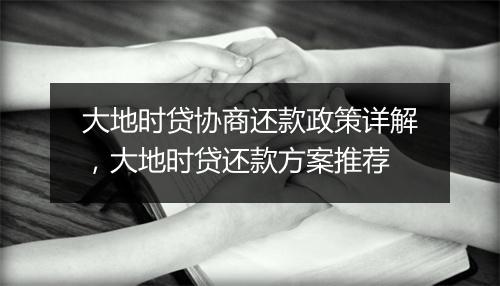 大地时贷协商还款政策详解，大地时贷还款方案推荐