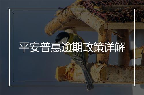 平安普惠逾期政策详解