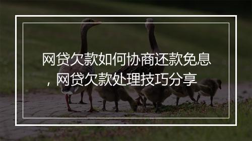 网贷欠款如何协商还款免息，网贷欠款处理技巧分享