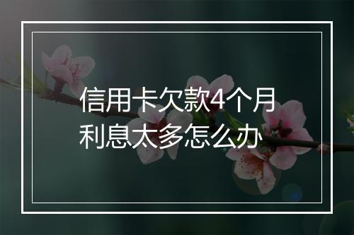 信用卡欠款4个月利息太多怎么办