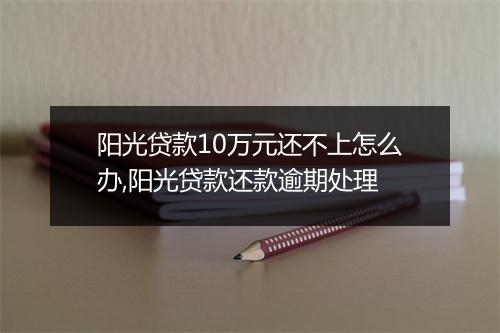 阳光贷款10万元还不上怎么办,阳光贷款还款逾期处理