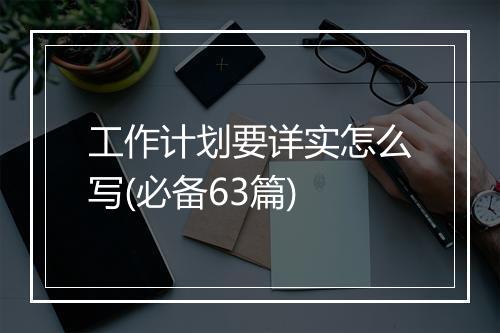 工作计划要详实怎么写(必备63篇)