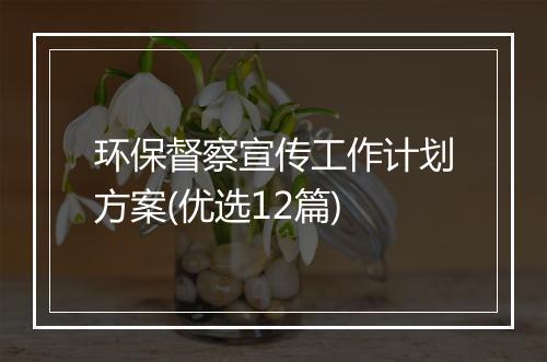 环保督察宣传工作计划方案(优选12篇)