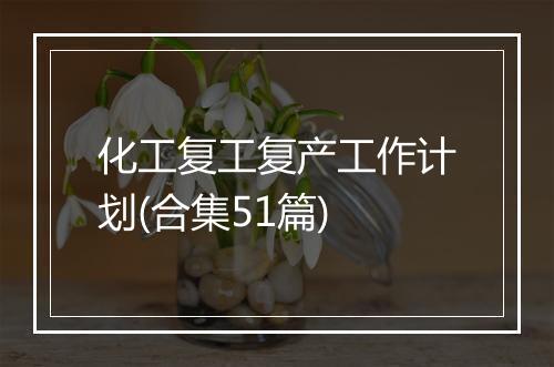 化工复工复产工作计划(合集51篇)