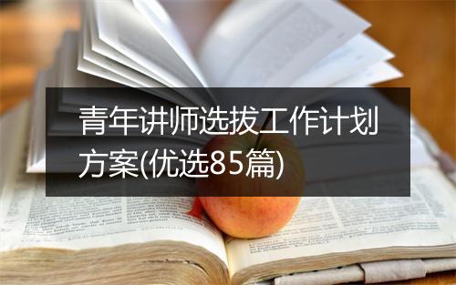 青年讲师选拔工作计划方案(优选85篇)