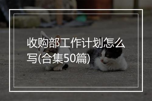 收购部工作计划怎么写(合集50篇)