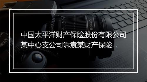 中国太平洋财产保险股份有限公司某中心支公司诉袁某财产保险合同