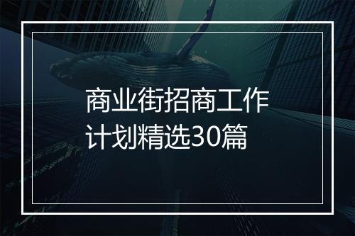 商业街招商工作计划精选30篇