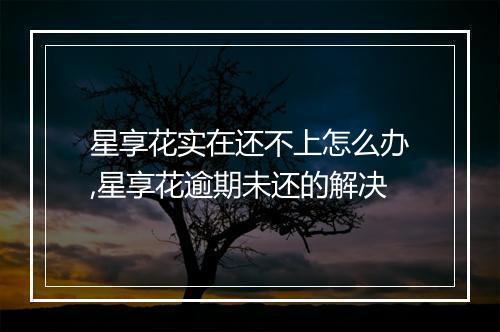 星享花实在还不上怎么办,星享花逾期未还的解决
