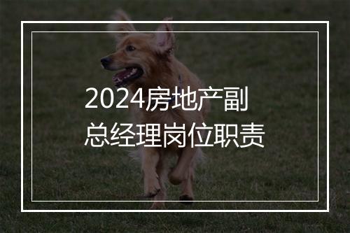 2024房地产副总经理岗位职责