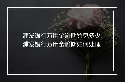 浦发银行万用金逾期罚息多少,浦发银行万用金逾期如何处理