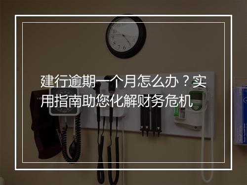 建行逾期一个月怎么办？实用指南助您化解财务危机
